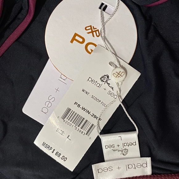 petal + sea by PQ WOMEN’s LOW RISE SCOOP FULL BIKINI BOTTOM in WINE RED Size- L - Picture 7 of 8